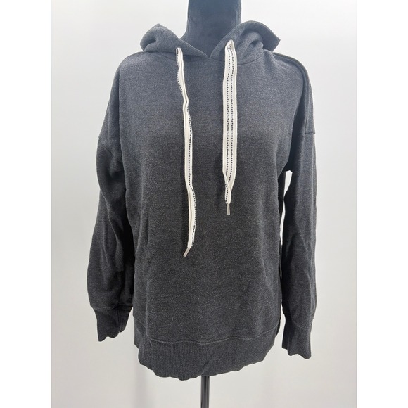 aerie Tops - Aerie Womens Oversized Charcoal Grey Heathered Hoodie Side Slit XS 201803445